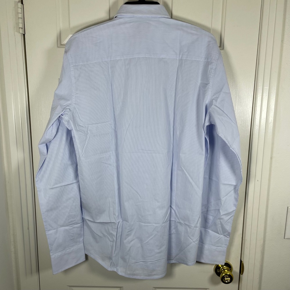American Tall Mens Blue White Micro Stripe Dress Shirt Large Tall New With Tags - Picture 3 of 9